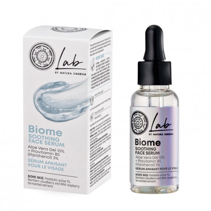 NATURA SIBERICA Biome Serum Facial Calmante 30ml – Repara y Renueva Piel Sensible con Postbiótico y Frambuesa Silvestre