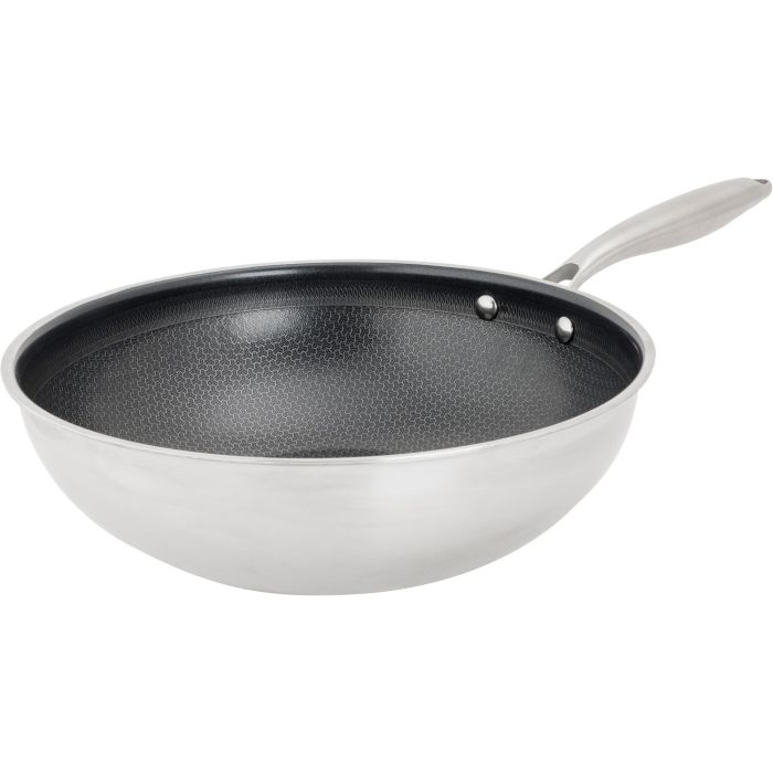 Wok - CÓMODO Y MODERNO - HEXAPRO - Acero inoxidable - Ø24 cm - Antiadherente - Apto para todo tipo de cocinas, incluida la de inducción