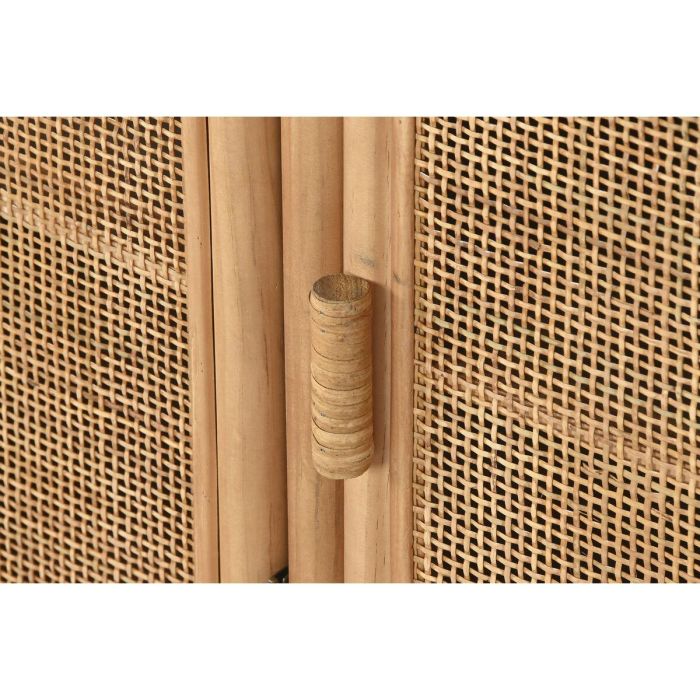DKD Home Decor Aparador Tropical de Abeto y Ratán Marrón Claro, Acabado Natural, 120x40x65cm con 3 Puertas y 3 Estantes 2 DKD Home Decor Aparador Tropical de Abeto y Ratán Marrón Claro, Acabado Natural, 120x40x65cm con 3 Puertas y 3 Estantes 2