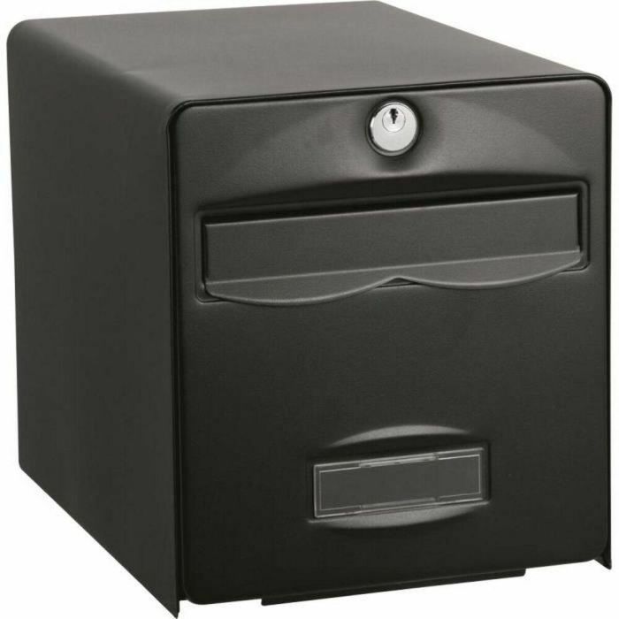 BURG WACHTER Buzón Balthazar de acero galvanizado prelacado, 2 puertas, Negro. Resistente a corrosión y robo, portaetiquetas UV.