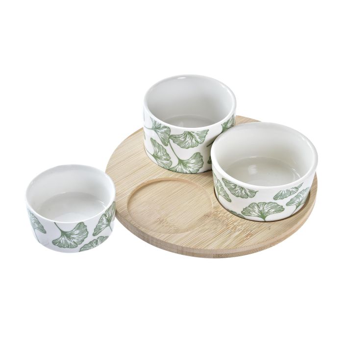 Tabla Aperitivo Tropical DKD Home Decor Verde Blanco 18 x 1 x 18 cm Set de 4 1