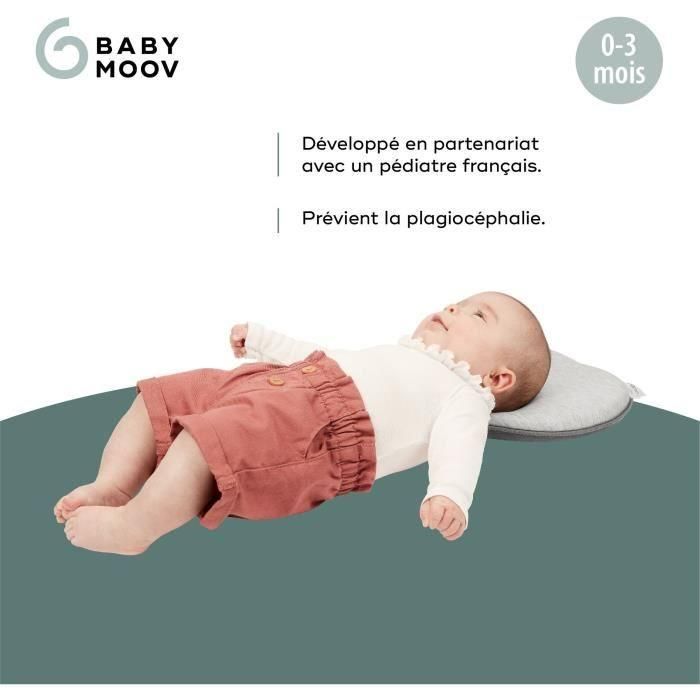 Babymoov Lovenest Soporte ergonómico para la cabeza, ahumado. Previene la plagiocefalia. Algodón transpirable, apto desde el nacimiento para cuna, silla de auto y cochecito. 2