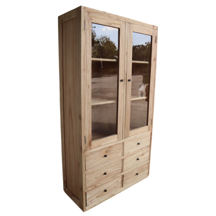 DKD Home Decor Vitrina Alpino Mueble Expositor de Salón o Comedor, Madera Mindi y Cristal, 100 cm Ancho x 40 cm Profundo x 185 cm Alto