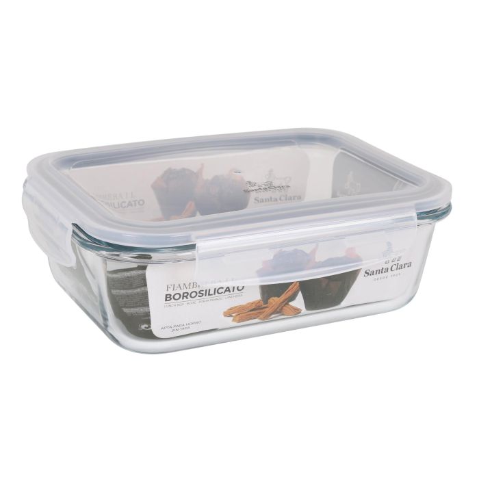 Santa Clara Fiambrera Rectangular con Tapa Hermética 1 litro 20,5 x 15,3 cm (6 Unidades) 4