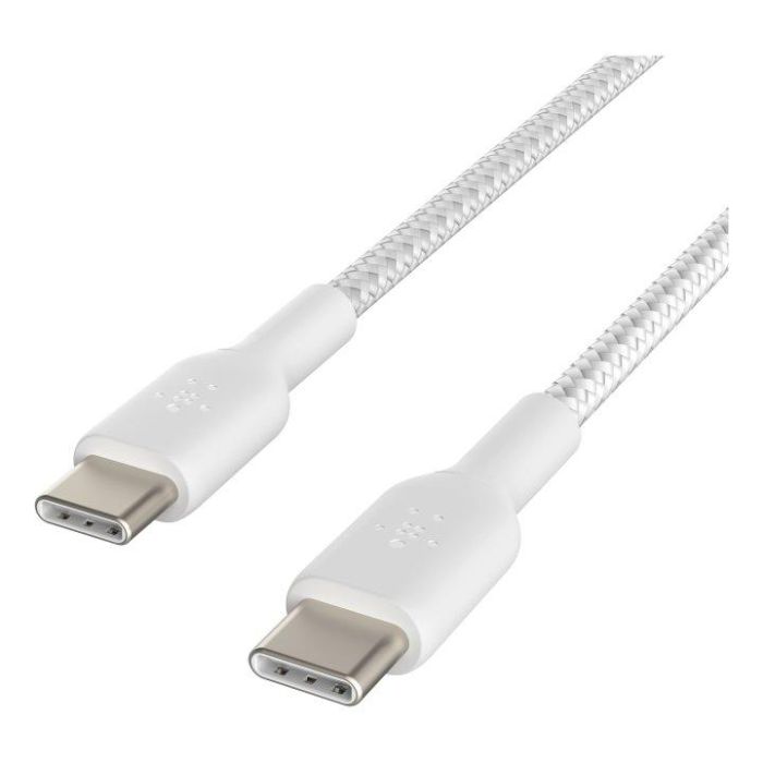 Belkin CAB004BT1MWH2PK - Pack de 2 Cables USB-C a USB-C 1m Trenzados, 60W Carga Rápida, Compatible con iPhone 15, iPad, MacBook, Samsung Galaxy - Blanco 4