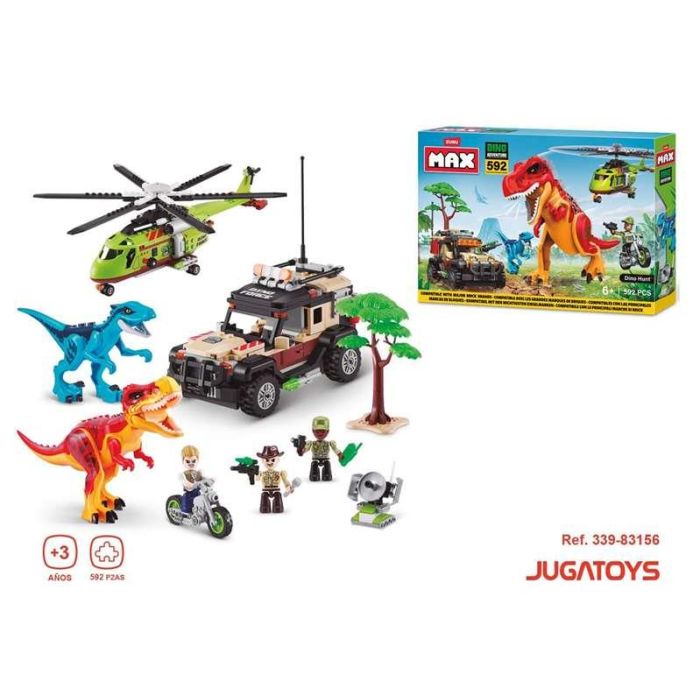 Juego de construcción max dino con figuras, dinosaurios y accesorios (592 piezas) 33x48'3x7'6cm 1 Juego de construcción max dino con figuras, dinosaurios y accesorios (592 piezas) 33x48'3x7'6cm 1
