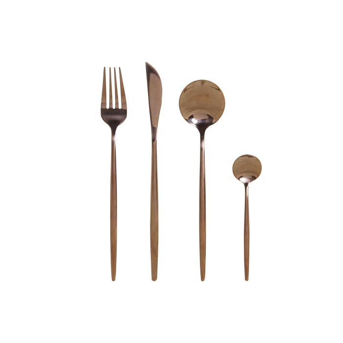 Cuberteria Basicos DKD Home Decor Bronce 1.5 x 13 x 3 cm Set de 16 1