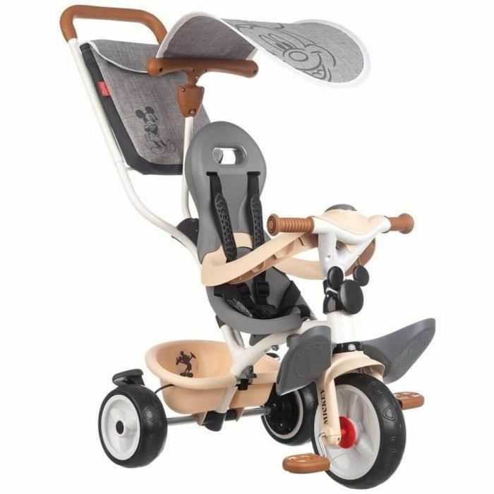 Smoby Triciclo Evolutivo Mickey Classic Paseo Plus para Bebé, Desde 10 Meses a 3 Años, Seguro y Robusto, Fabricado en España