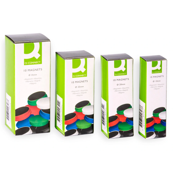 Q-connect Iman para sujecion 25 mm colores surtidos caja de 10 unidades ideal para pizarras magneticas 5