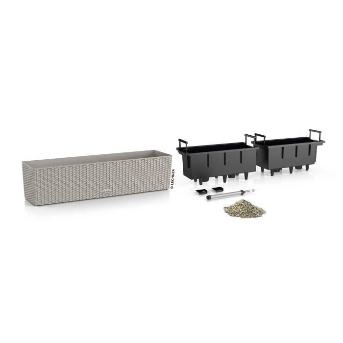 Jardinera - Balconera cottage 80 - Kit completo - Marrón arena - 12 L - LECHUZA 2