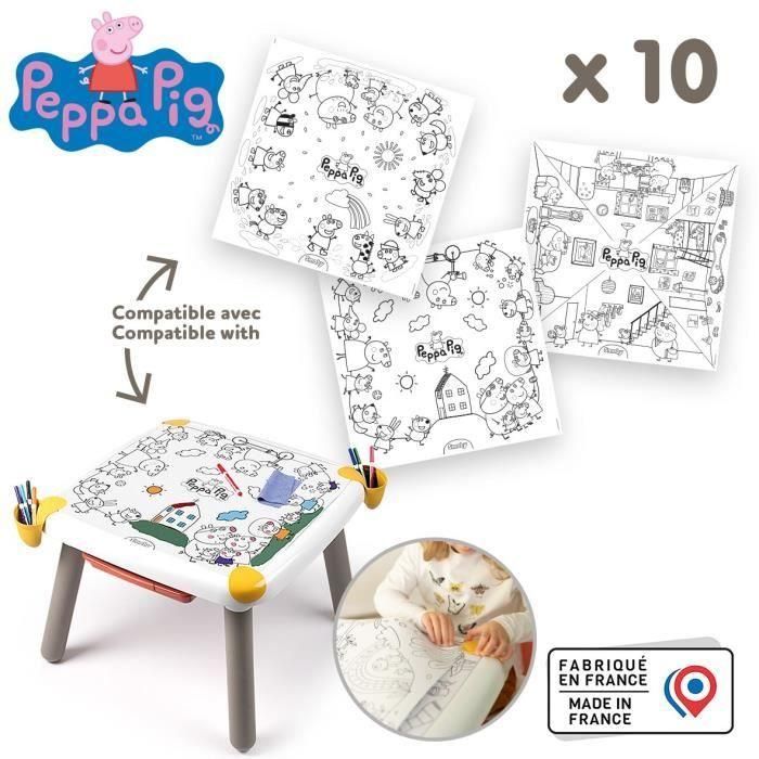 Smoby - Recargas de páginas para colorear para la mesa creativa infantil - 10 hojas para colorear de Peppa Pig