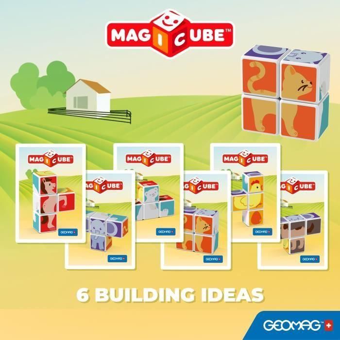Geomag MAGICUBE Animal Friends Juego de Construcción Magnética 4 Cubos Figuras Animales para Niños +18 Meses 1