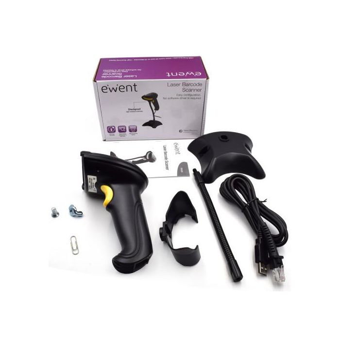 Lector Código de Barras con Soporte Ewent EW3400 LED USB 6 Lector Código de Barras con Soporte Ewent EW3400 LED USB 6