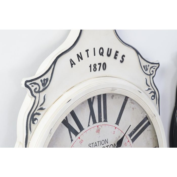 DKD Home Decor Reloj de Pared Chic Blanco y Negro, Hierro y Cristal, 61x89x6 cm (2 Unidades) 1
