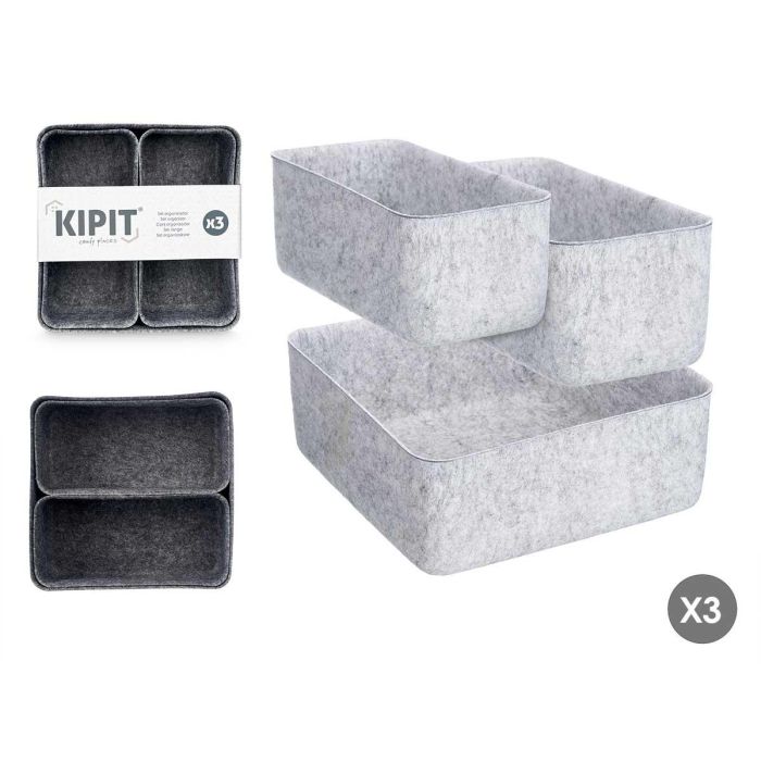 Set 3 Organizadores Kipit Fieltro Gris 24.7x10x24.7 cm (8 Unidades) Set 3 Organizadores Kipit Fieltro Gris 24.7x10x24.7 cm (8 Unidades)