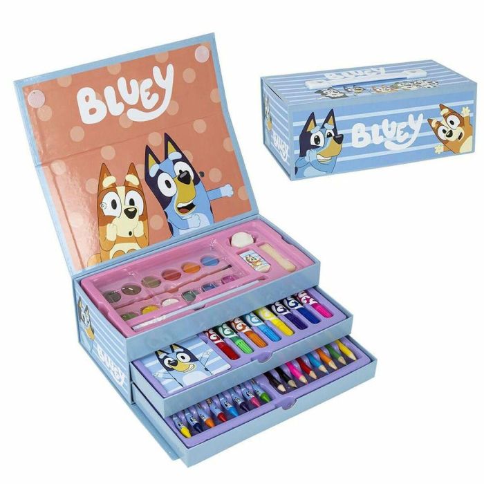 Cerdá Maletín de Papelería Coloreable Bluey 26x10x13 cm - Edad Recomendada 2-8 Años