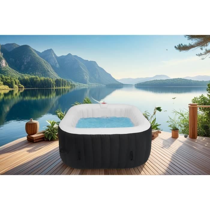 KIT SPA TODO INCLUIDO y accesorios: Spa hinchable cuadrado de 4 plazas con 2 reposacabezas, filtro, red, cepillo, colchoneta, funda 2 KIT SPA TODO INCLUIDO y accesorios: Spa hinchable cuadrado de 4 plazas con 2 reposacabezas, filtro, red, cepillo, colchoneta, funda 2