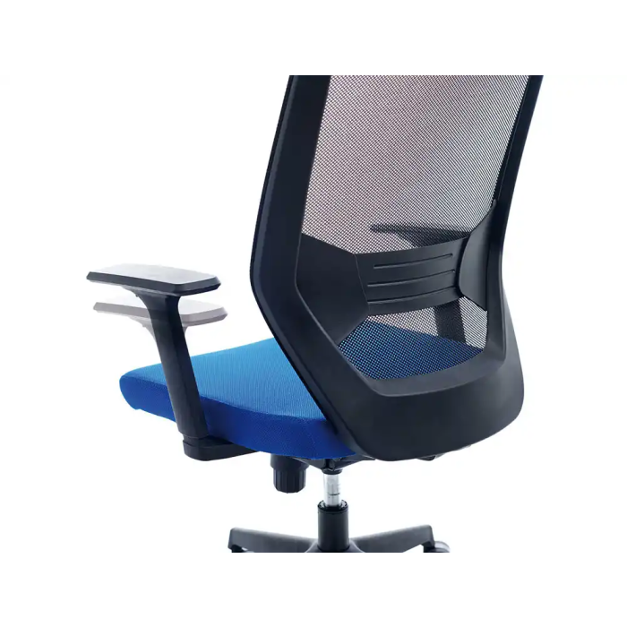 Rocada Silla de Oficina Tapizada en Tela Ignifuga Azul con Respaldo en Polímero Negro 3