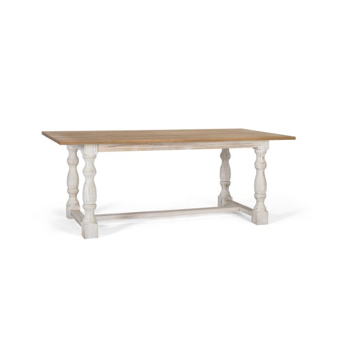 GINER Y COLOMER Mesa de Comedor Rectangular 200 cm en Madera de Mango con Pata Torneada Blanco Envejecido 1 GINER Y COLOMER Mesa de Comedor Rectangular 200 cm en Madera de Mango con Pata Torneada Blanco Envejecido 1