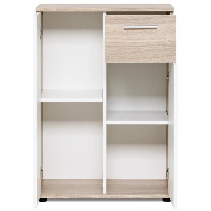 JACKY Clásico mueble blanco mate con decoración en roble - L 60 cm 2 JACKY Clásico mueble blanco mate con decoración en roble - L 60 cm 2