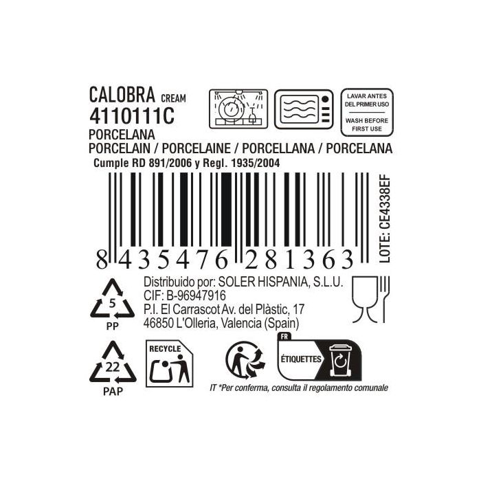 Bol Calobra Crema 15.5 cm x 6.2 cm - Inde (24 Unidades) 4 Bol Calobra Crema 15.5 cm x 6.2 cm - Inde (24 Unidades) 4