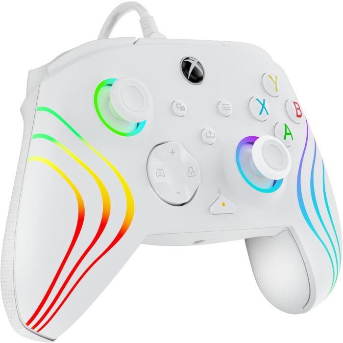 PDP Afterglow Wave Mando con cable para Xbox Series X|S, Xbox One y Windows 10/11, Gamepad Blanco con retroiluminación LED 3