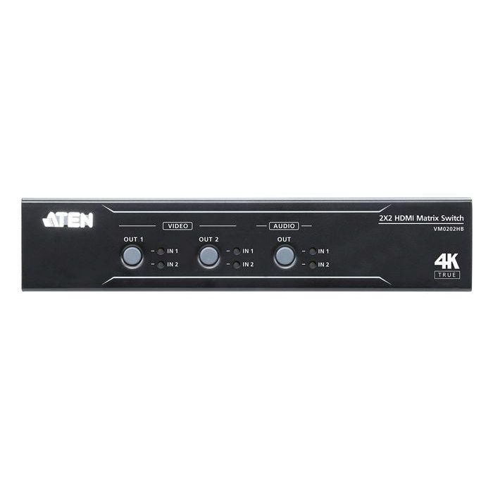 Aten VM0202HB Matriz HDMI 2x2 True 4K con Desincrustador Audio, Soporta 4096x2160 @60Hz (4:4:4), HDR y 18 Gbps 2