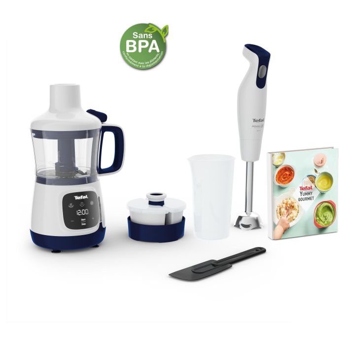 Tefal Yummy Gourmet HB55W4 Batidora de Vaso, 600 W, 0.8 L, 2 Velocidades, Tecnología Powelix, Para Comida de Bebé, Color Blanco 0 Tefal Yummy Gourmet HB55W4 Batidora de Vaso, 600 W, 0.8 L, 2 Velocidades, Tecnología Powelix, Para Comida de Bebé, Color Blanco 0