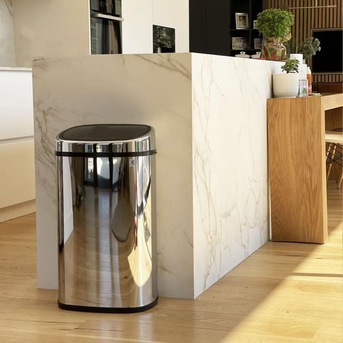 KITCHEN MOVE Contenedor de cocina cuadrado semiautomático de un toque 60 L - Gris 2 KITCHEN MOVE Contenedor de cocina cuadrado semiautomático de un toque 60 L - Gris 2