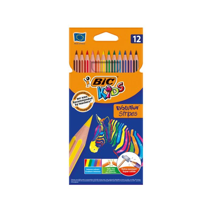 Bic Lápices De Colores Kids Evolution Stripes C-Surtidos Estuche 12 Ud 1