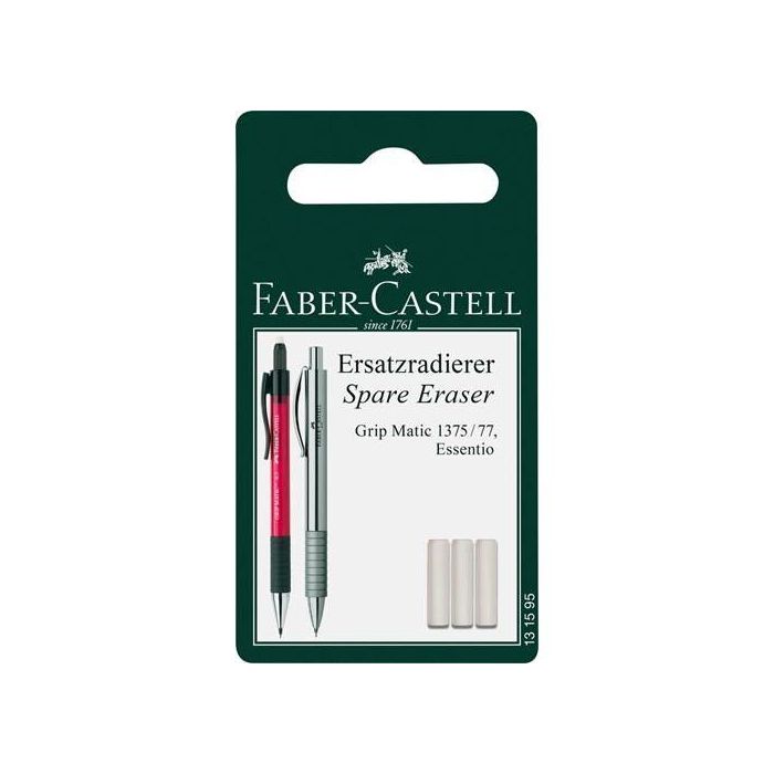 FABER-CASTELL DBS Grip Matic BK 3x Recambios de goma de borrar blancos - 3 unidades
