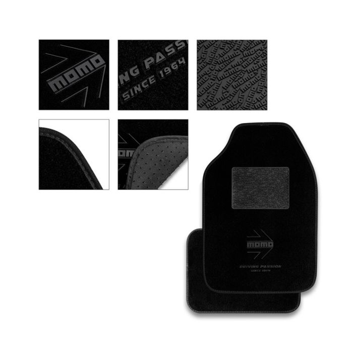 Set Completo 4 Piezas Alfombras Momo Universales Negro-Blanco MOMLCM4BKBK 2 Set Completo 4 Piezas Alfombras Momo Universales Negro-Blanco MOMLCM4BKBK 2