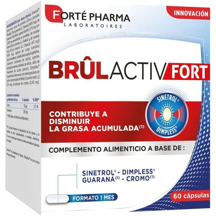Forté Pharma BRÚLACTIV FORT Complemento Alimenticio para Control y Pérdida de Peso con Sinetrol, Dimpless, Guaraná, Cromo 60 Cápsulas Forté Pharma BRÚLACTIV FORT Complemento Alimenticio para Control y Pérdida de Peso con Sinetrol, Dimpless, Guaraná, Cromo 60 Cápsulas