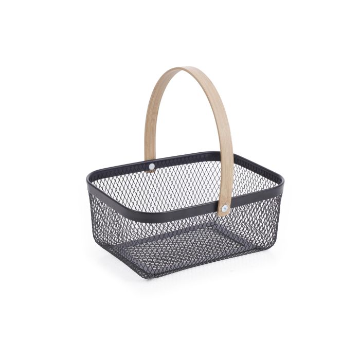 Confortime Cesta de Metal Rectangular con Asa de Bambú para Organización 23,5 x 19 x 10,4 cm (12 Unidades) 3