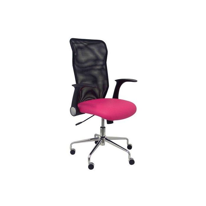 Silla Piqueras Y Crespo Minaya Brazos Retractiles Mecanismo Basculante Ergonomica Respaldo Malla Transpirable Negra Asiento Tapizado Similpiel Rosa