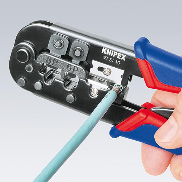Knipex 975110sb Crimpadora para entallar terminales, proceso de crimpado preciso, para conectores Western RJ 11/12 y RJ 45, 190x70x18 mm 4 Knipex 975110sb Crimpadora para entallar terminales, proceso de crimpado preciso, para conectores Western RJ 11/12 y RJ 45, 190x70x18 mm 4