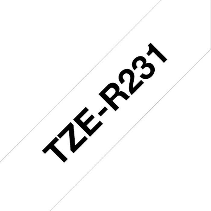 Brother TZER231 Cinta de Tela Negro sobre Blanco 12mm x 4m 1