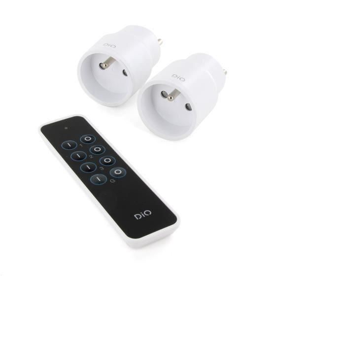 DiO Kit 2 Enchufes Inteligentes Nano Inalámbricos y Mando a Distancia para Domótica con Control Remoto Smartphone 2300W FR DiO Kit 2 Enchufes Inteligentes Nano Inalámbricos y Mando a Distancia para Domótica con Control Remoto Smartphone 2300W FR