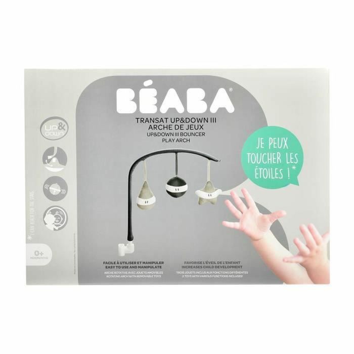 Beaba Arco de Juegos Transat Up & Down III Ergonómico Gris para Estimulación y Motricidad del Bebé con 3 Juguetes Desmontables 2