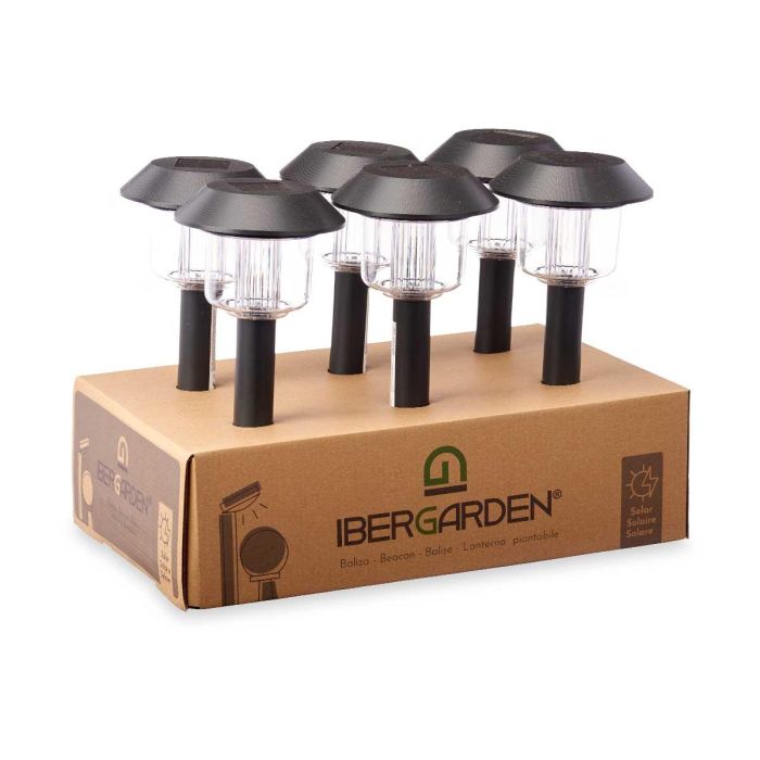 Ibergarden Baliza Solar de Plástico Negra Alta 12.5x29x12.5 cm (Set de 12)