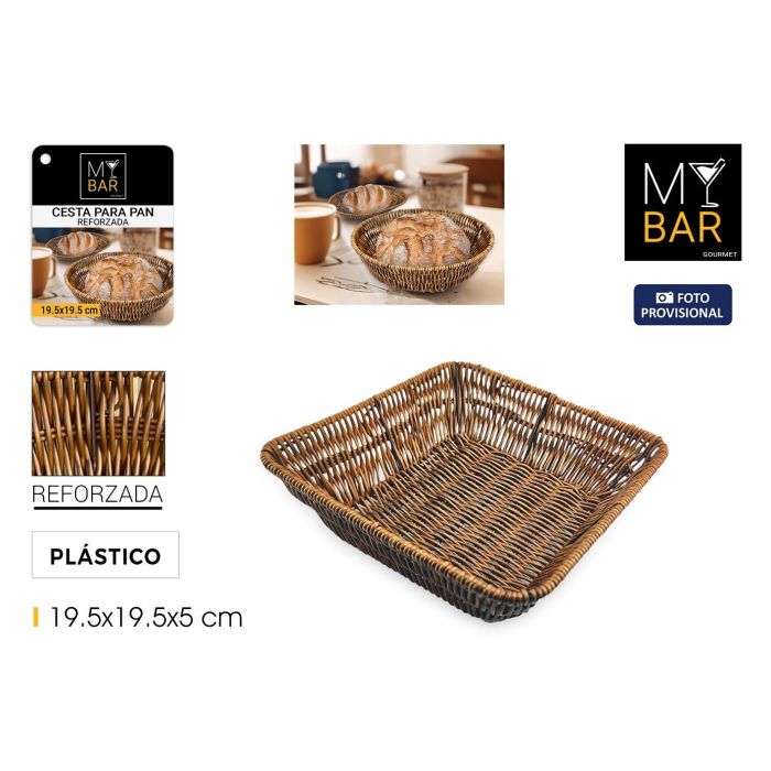 Inde Cesta de Pan Cuadrada My Bar Polipropileno Reforzado 19.5 x 19.5 x 5 cm (18 Unidades)