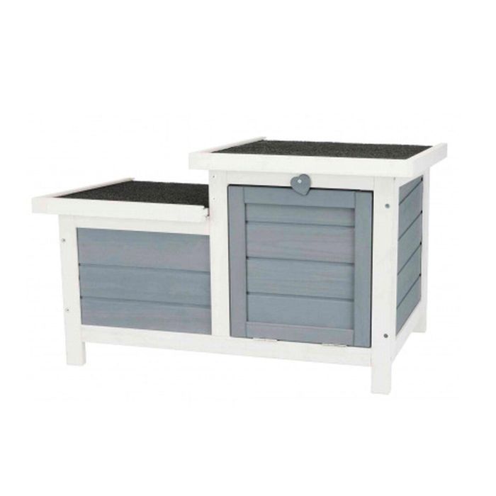 TRIXIE Habitat Natura - 70 x 43 x 45 cm - Con dos entradas - Blanco y gris - Para conejos 2