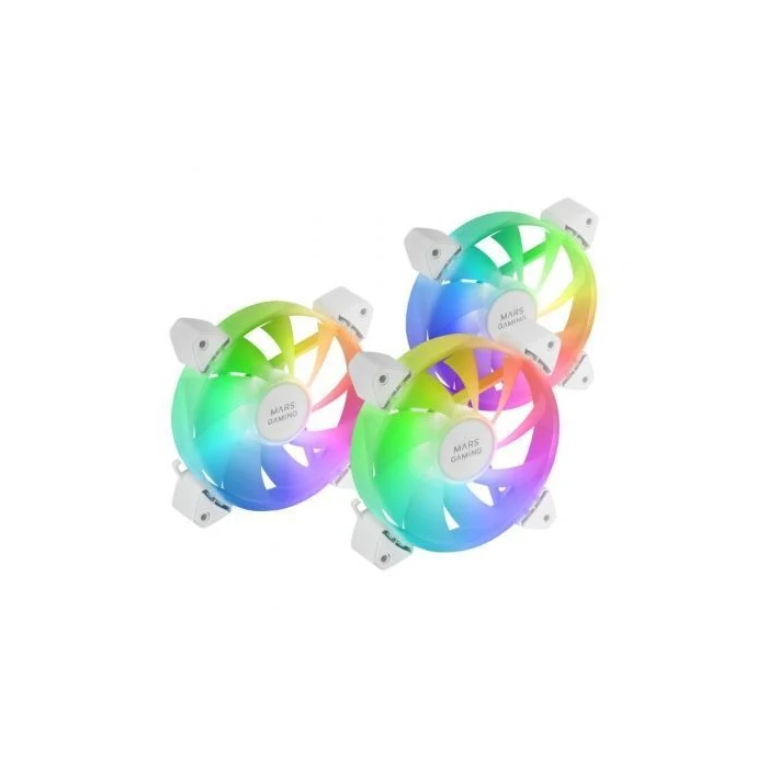 Mars Gaming Pack 3 Ventiladores MF-3A 12cm ARGB Blanco Mars Gaming Pack 3 Ventiladores MF-3A 12cm ARGB Blanco