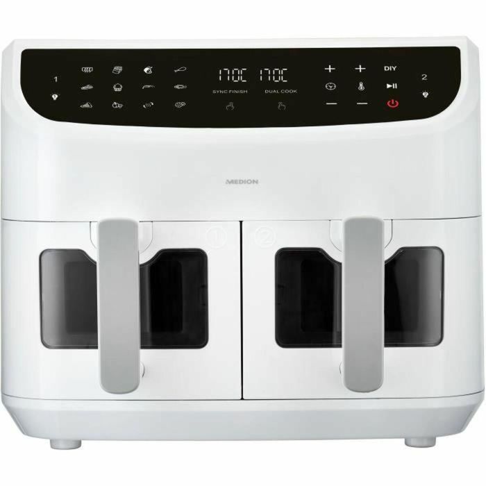 Medion MED1717434179175 Freidora de Aire Caliente XXL Twin 2 Cestos 2600W 9 Programas Blanca