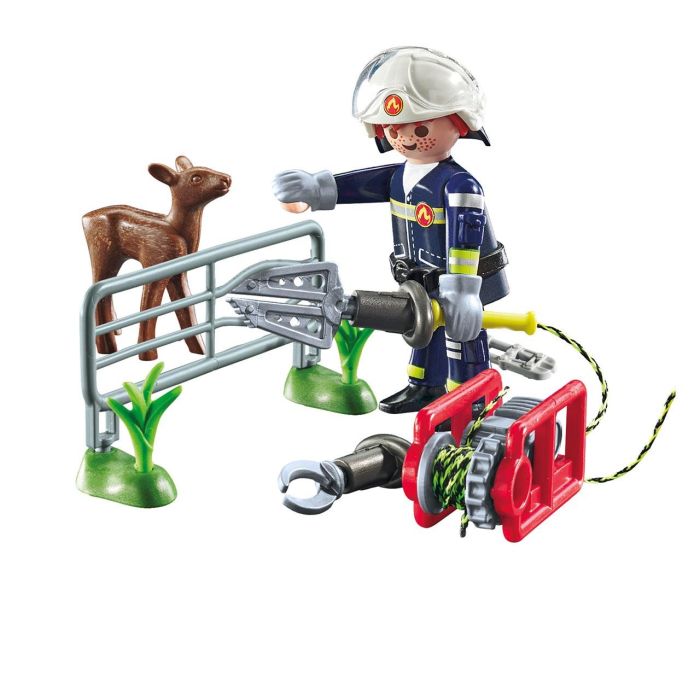 Playmobil Misión Bomberos: Rescate Animal 71467, Set de Juego con Bombero y Cervatillo para Niños +4 Años 2