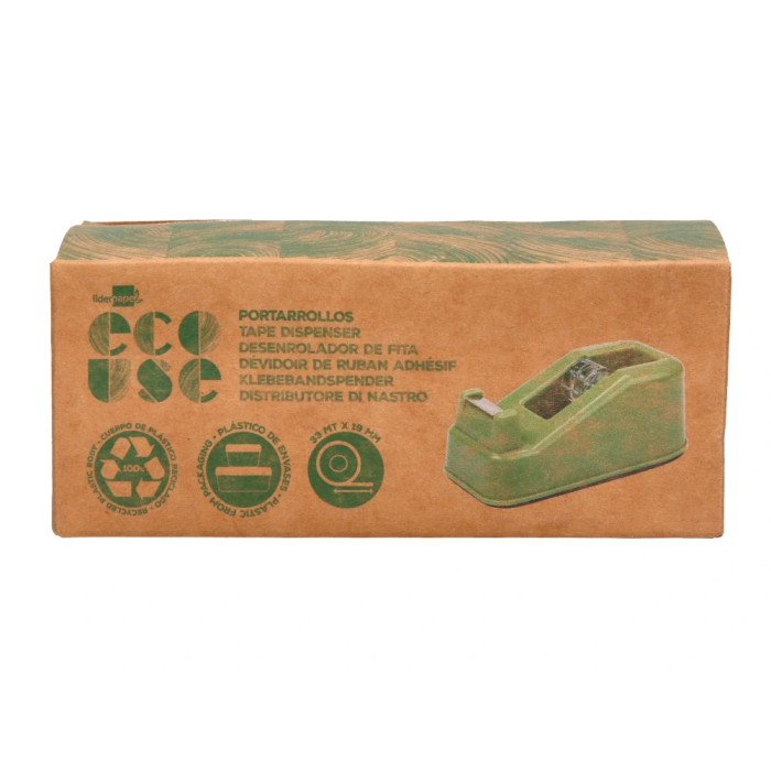 Liderpapel Portarrollo sobremesa ecouse 100% plástico reciclado para cinta de 33 mt color verde 5