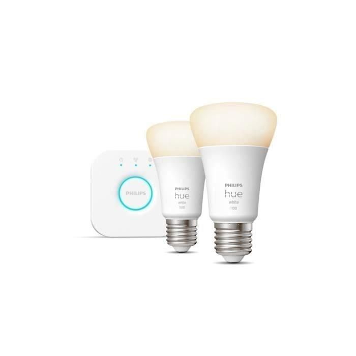 PHILIPS Hue White - Kit de inicio bombilla LED inteligente - 9.5W - E27 - Paquete de 2 PHILIPS Hue White - Kit de inicio bombilla LED inteligente - 9.5W - E27 - Paquete de 2
