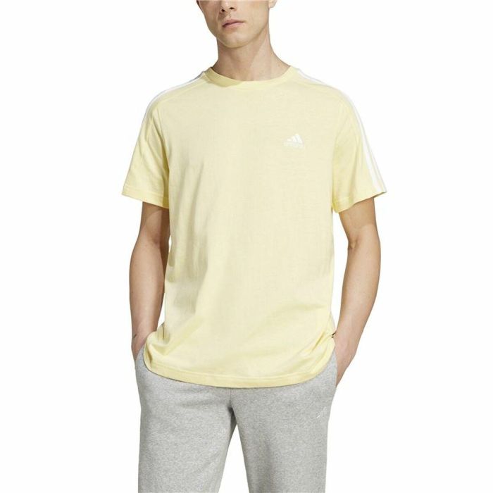 Camiseta de Manga Corta Hombre Adidas Essentials Single Jersey 3-Stripes Amarillo 4 Camiseta de Manga Corta Hombre Adidas Essentials Single Jersey 3-Stripes Amarillo 4