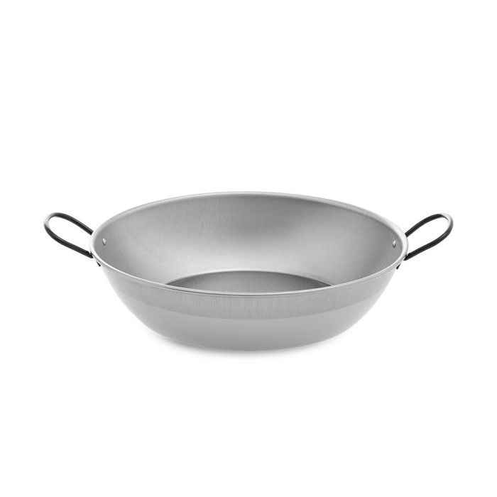 Vaello Sartén honda pulida con asas Ø34 cm, acero laminado en frío, ideal para guisar arroces y calderetas, 6-10 comensales