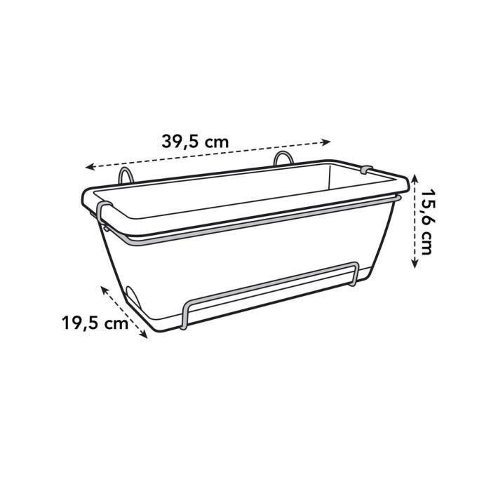 Elho Balconera Barcelona 40 Antracita Rectangular Plástico para Balcón 39,5x19,5x15,6cm 8 L sin Reserva de Agua 3